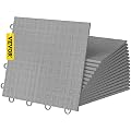 VEVOR Garage Tiles Interlocking, 50 pcs Silver 12" x 12" Garage Floor Covering Tiles, Non-Slide Diamond Plate Garage Flooring Tiles Support 55000 lbs for Basement, Gym