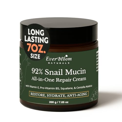 92% Snail Mucin Face Moisturizer Cream Large 7oz with CICA, Squal...