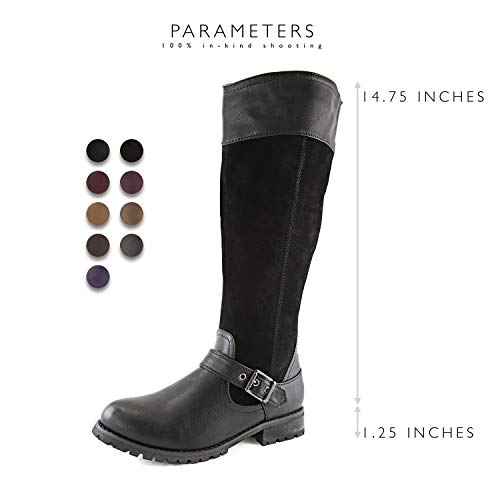 Dailyshoes Women's Knee High Ankle Buckle Strap Military Combat Boots, 10 B(M) Us Black Sv #TOP2