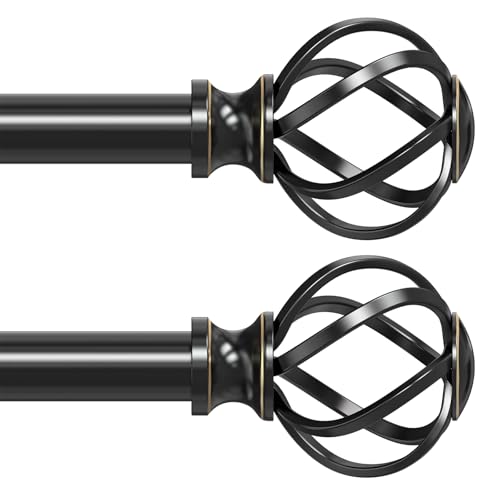 VOIIY 2-pack telescoping curtain rods, 36-88 in, 3/4 in dia