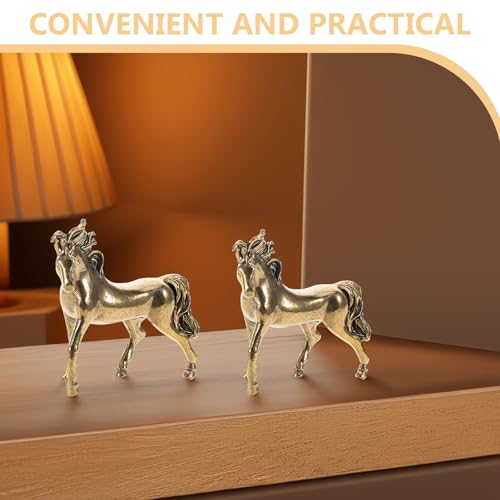 Estatuas de caballo de latón Feng Shui 2 piezas miniatura 4