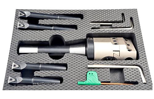 HHIP 1001-0201 Indexable Tool Set, 2 Boring Head, R8 Shank, 4 Boring Bars