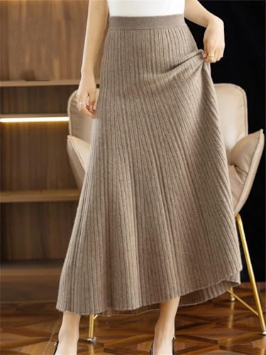 Women's Wool Skirt Long Pleated Skirt Autumn Winter Knitted Merino Wool Style Skirt2