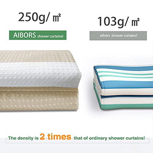 Arichomy Fabric Shower Curtain Waffle For Bathroom, Waterproof Shower Curtain Set With 12Pc Metal Grommet And 12Pc Stainless Steel Hooks, Weighted Hem, Heavy Duty 250Gms, 72" 72", Taupe #TOP1