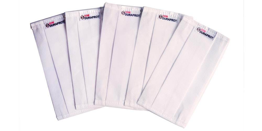 SDM DURAPROT - IITB Self Disinfecting Face Mask |Medium Size|Patented Duraprot Technology|Non-woven|Pack of 5 pcs|Pleated 2 layer with ear loop and without nose clip|Washable|White