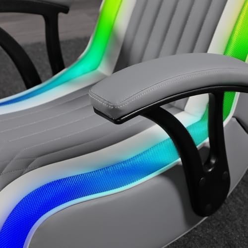X Rocker Cadeira para jogos RGB Audio Floor Rocker, cinza