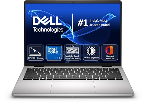 Image of Dell 14 DC14250, Intel Core 3 100U, 8GB DDR5 RAM, 512GB SSD, 14 inch FHD+, 300Nits NT Display, Backlit Keyboard + Fingerprint Reader, Win 11 Home + MSO'24, Platinum Silver, 1.54 Kg