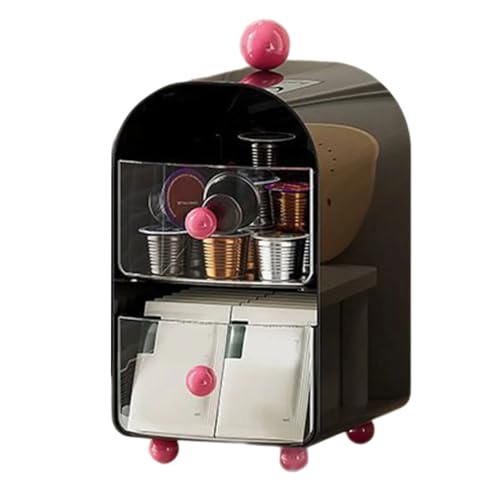 多目的デスクトップオーガナイザーコーヒー茶収納ボックス仕切り付きキッチンオフィスカウンタートップ組織コーヒー引き出し収納
