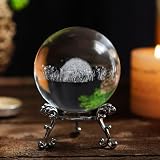 HDCRYSTALGIFTS 60mm 3D Carved Hedgehog Crystal Ball Paperweight with Stand Art Glass Animal Ball Crafts Glass Decorative Full Sphere Ornaments Figurines Gift Home Decor