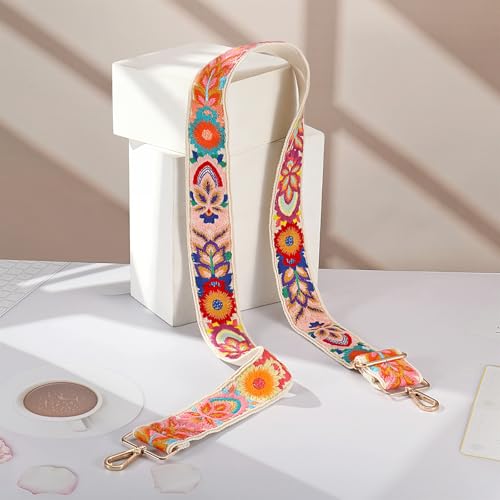 Image of Crochet Flower Purse Strap,Knit Wide Replacement Crossbody for Shoulder Strap Bag Adjustable 2inch Guitar Strap