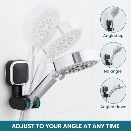 Image of TAILI Suction Cup Shower Head Holder Handheld Showerhead Bracket Adjustable Shower Holder, Removable Handheld Showerhead & Wall Mounted Suction Bracket