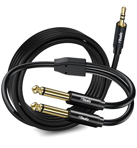 Image of [ 1.5 Meter ] 3.5mm to 2 x Mono 6.35mm Splitter Cable ; 3.5mm 1 /8 inch TRS to Dual 6.35mm 1 /4 inch TS Mono Stereo Y-Cable Splitter Cord for Smartphone, Computer, CD Player, Speakers