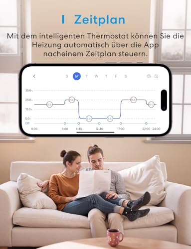 Meross Smart Thermostat Boiler Fußbodenheizung WLAN Heizungsthermostat Raumthermostat Heizen & Kühlen Intelligenter Wandthermostat Sprachsteuerung, Fernsteuerung
