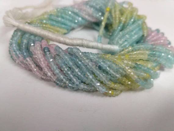 Aquamarine véritable en lot de 5 brins facettés pour réparer et enfiler vos bijoux