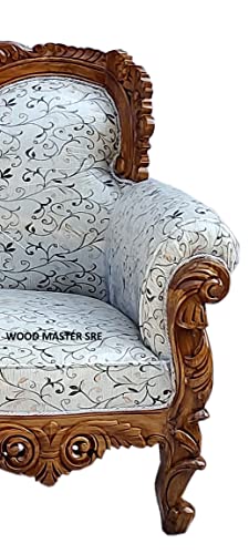 Image of Luxury Wooden Teakwwood Five Seater Sofa Set for Living Room (Honey Brown) Solid Wood Outdoor Chair 5 Seater Sofa | (7)