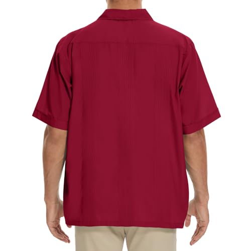 MAXJON Mens Short Sleeve Button-Down Guayabera Shirts for Men Cuban Embroidered Pleats Beach Shirts…3