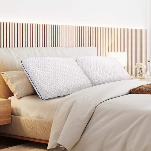 CushyOasis Memory Foam Pillows for Side, Back and Stomach Sleepers, Bed Pillow with Washable Cover and Breathable Mesh, Bed Pillow for Sleeping Standard Size (Grey)