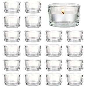 MATANA 24 Waxinelichthouders (⌀ 5cm) Transparant Glas – Sfeervolle Mooie Theelichtjehouders voor Binnen en Buiten