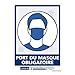 Panneau Port du Masque Obligatoire Rectangulaire. Signalisation CORONAVIRUS. Autocollant Masque Obligatoire, Panneau PVC, Aluminium - 150 x 210 mm - Adhésif