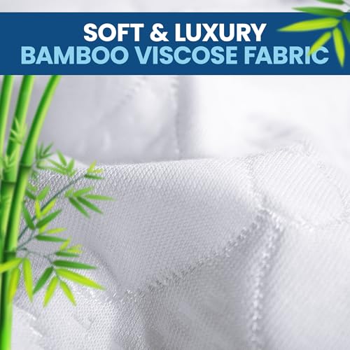 Bamboo Viscose Waterproof Pillow Protector, King 20”x36” 2 Pack, Soft Absorbent Flower Design Organic Fabric Pillow Cover, Breathable Cooling Pillow Case Zipper Encasement for Home Spa by Canadian Linen - Used condition - Image 3