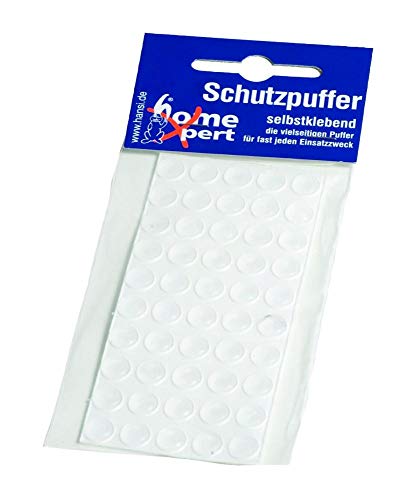 Home Xpert 50er Pack Schutzpuffer, Anschlagpuffer, Möbelpuffer, Anschlagdämpfer, Elastikpuffer, flach, transparent, selbstklebend, Ø 8 mm, Höhe 1,8 mm