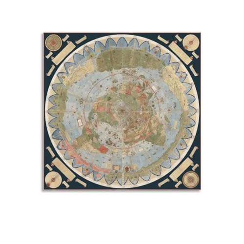 GeRRiT Poster Flat Earth Map of The World 1587 Urbano Monte Art Globe Canvas Wall Art Living Room Posters Canvas Painting Posters And Wall Art Poster