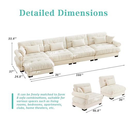 Image of SoarFlash Velvet Sectional Sofa Ottoman, Beige