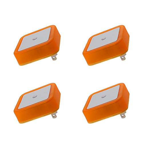 Image of Othmro ABS L62xW62xH40 Plug-in Night Light Warm Light LED Christmas Light Bulb Bed Lights with Auto Dusk-to-Dawn Sensor for Bedroom Kitchen Hallway Orange US Plug 4Pcs