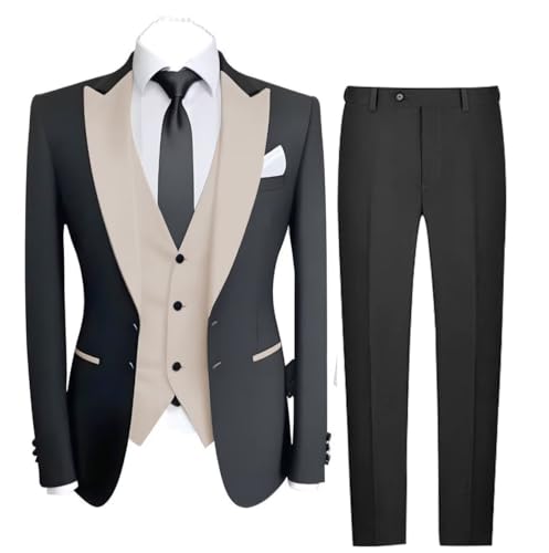 Stylish Mens Tuxedos Suits Set 3 Piece Slim Fit Prom Suit for Men Wedding 2 Button Blazer Vest Pants 2026