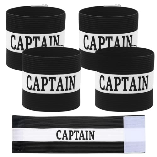 4PCS Captain Arm Bands, Soccer Captain Armband, Adjustable Leader Armband Team Sport Arm Band Football Rugby Basketball Player Band for Adult Youth Volleyball Team Black