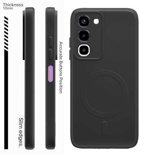 Image of Pikkme Back Cover for Realme P4R 5G Soft Matte Silicone Mag-Safe Design (Mag-Safe Not Support) Camera Protection | Slim Fit Bumper Cover (Black)