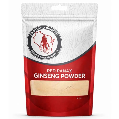 Red Panax Ginseng Powder with Natural Ginsenosides (4 oz)- Supports Healthy Energy Vitality Mood and More Korean Panax Ginseng Root Powder for Smoothies Coffee or Drinks (1 Pack)