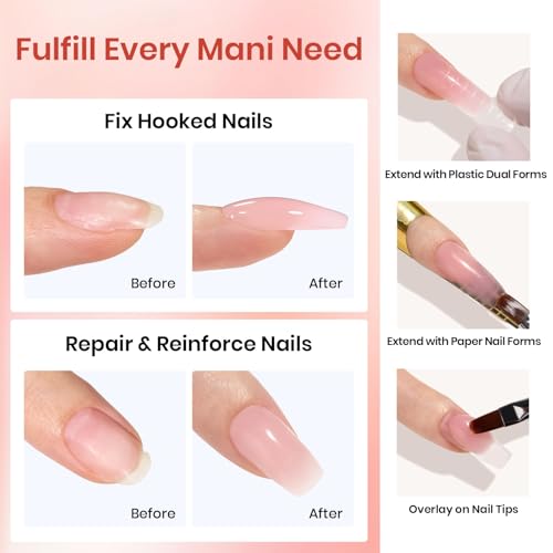 Beetles Poly Nail Gel 30g 6 Colors Murmur Gauze Builder Nail Extension Enhancement Gel for Beginner & Professional Long-Lasting and Easy to Use Supplies Gift for Women Girls