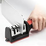 4-in-1 Kitchen Knife Accessories: 3-Stage Knife Sharpener Helps Repair, Restore, Polish Blades and...