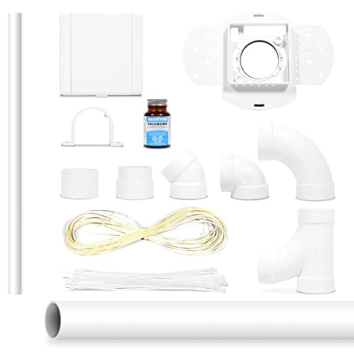 Kit d'Installation 1 à 5 Prise Complet (Coudes, Tuyau, Colle, etc..) Prise Carré Vacuvalve ES pour Aspirateur Centralisé - Compatibles Toutes Marques Aspiration Centralisé - Garantie 2 ans (3 prises)