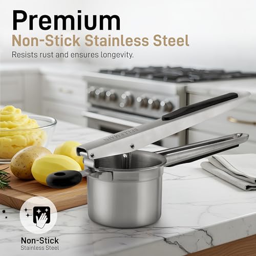 Bellemain 15oz Large Potato Ricer for Mashed Potatoes, Stainless Steel Mashed Potato Masher & Squeezer, Easy-To-Clean Professional-Grade Hand Vegetable Ricer, Kitchen Tool, Food Press & Food Mill