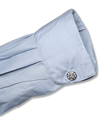 Men's Powder Blue Dress Shirt W/Convertible Cuffs Sz 16 1/2 34/35 #TOP1