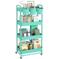 Chariot 6 étagères Mobile PP Chariot Rangement étroit HYPIQQ 6 étages - 9cm De Large - Roues Verrouillables - Salle De Bain, Cuisine Chariot 6 Niveaux 9cm