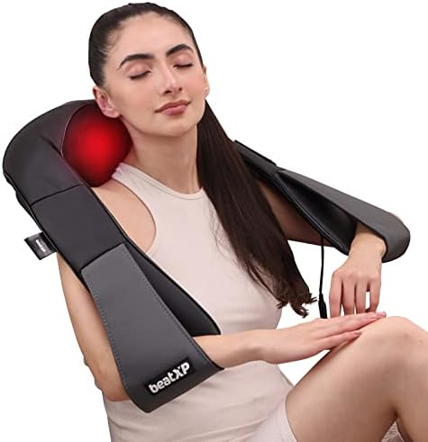 beatXP Deep Heal Shiatsu Massager with Infrared Heat Therapy | Deep Tissue Full Body Massager with 4D Kneading Massage for Shoulder, Neck, Back, Muscle Pain Relief, 1 Year Warranty, Corded Electric
