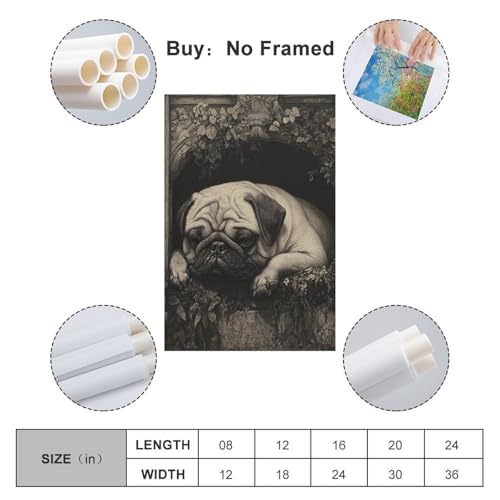 Cuadros modernos de perro pug para decorar un dormitorio acogedor 2