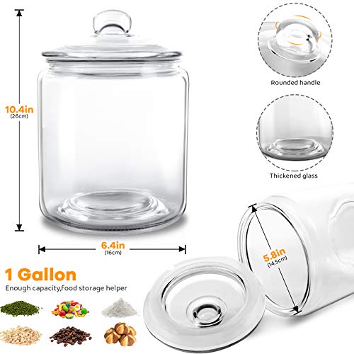 Airtight Glass Jar,Cookie Candy Penny Jar With Leak Proof Rubber Gasket Lid,1 Gallon Clear Round Big Household Multifunctional Storage Container With Silicone Reusable Food Bag For Cookies, Candies #TOP4
