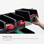 IRIS USA Stackable Storage Bins Open Front, 6 Pack, Plastic Hanging Organizer Caddy Basket for Hardware Crafts, Small Parts, Nuts and Bolts, Garage Tool Storage, Jumbo, Black - Image 2