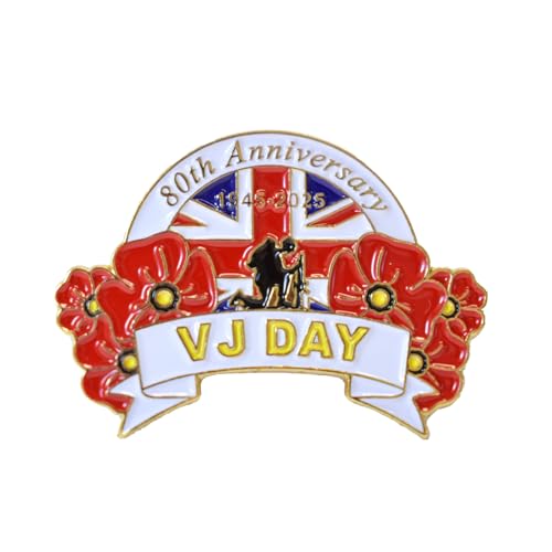 best badge VJ Day 80 Aniversario Pin Insignias Decoraciones 2025 Victoria en Japón Día Amapola Pin Broche Celebraciones Recuerdos Regalos