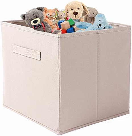 JMYDecor Set of 4 Foldable Storage Cubes, Fabric Storage Organiser Cube Boxes with Handles for Home, Bedroom, Nursery Office, Playroom Toys,27 x 27 x 27 cm
