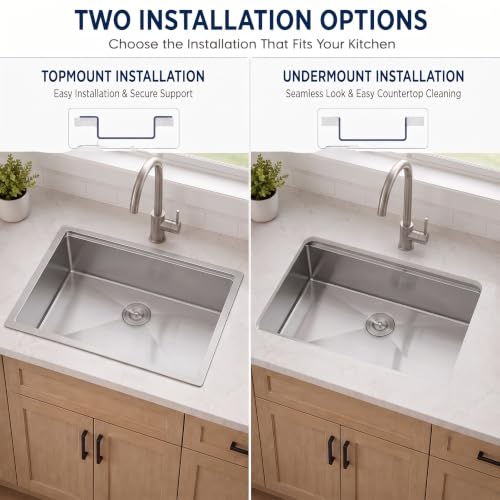 Image of LQS 32 Inch Undermount Kitchen Sink, 32 inch x 19 inch Stainless Steel Kitchen Sink, Undermount Sinks, Handmade Deep Single Bowl Sinks with R10 Round Corner and Abundant Accessories