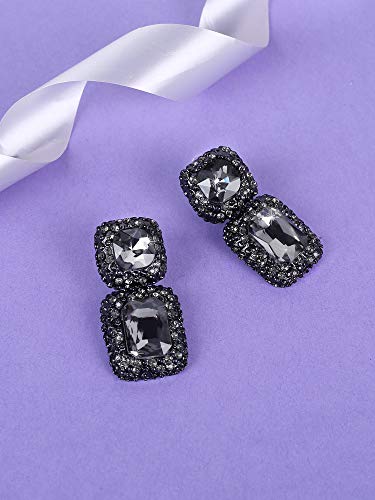 Crystal Drop Earrings for Women, Square Shaped Drop Earrings