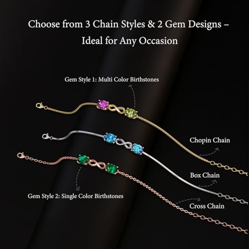 Birthstone Bracelet for Women – Personalized 2–5 Stones Custom Name Bracelet in Sterling Silver | Adjustable Jewelry Gift for Mom, Wife, Friends – Perfect for Birthday, Anniversary, Mother’s Day3