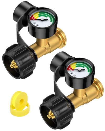 GasXpert 2 Pack Propane Tank Gauge Level Indicator, Gas Grill Gauge for 5-40lbs Propane Tank, 3 Temperatures Scale, Color-Coded Propane Gauge for Grill, Heater, Fryer, Camper