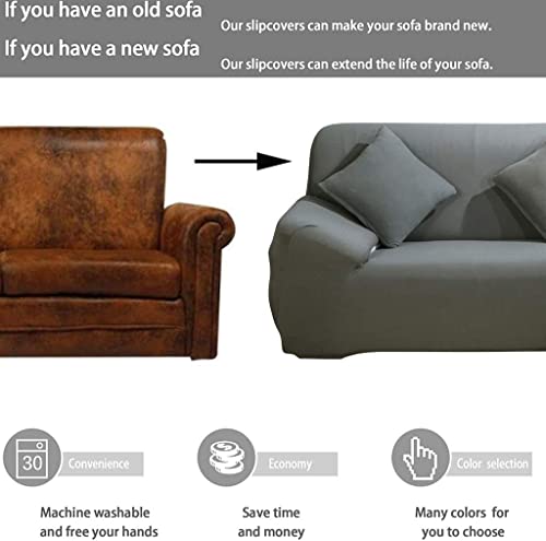 Mikudream Super Stretch Sectional Couch Covers; L Shape Sofa Covers; 2Pcs Sofa Slipcovers For 3 + 3 Seaters Sectional Chaise Slipcover;Anti-Skid Dustproof Sofa (Gray, Large3 + Large3 Seater Sofa) #TOP2