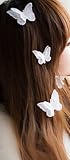 6Pcs White Double Embroidery Lace Butterfly Hair Clip Accessories for Women Girl Baby